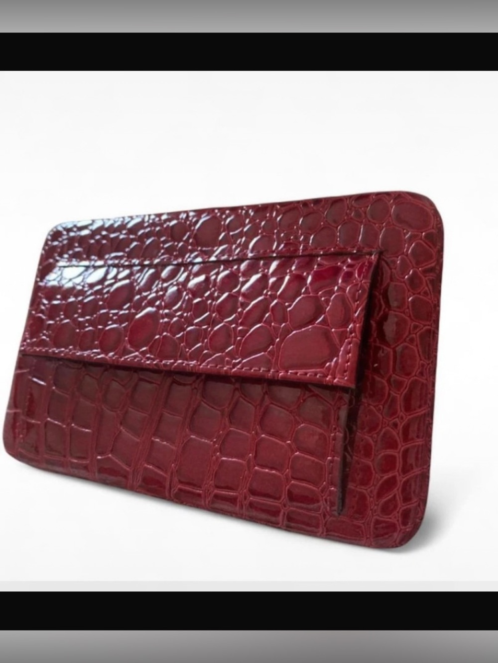 Women’s Croc-Embossed Red Clutch Bag,cardholder wallet